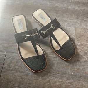 NWT Steven New York Elian black croc sandals flip flops
